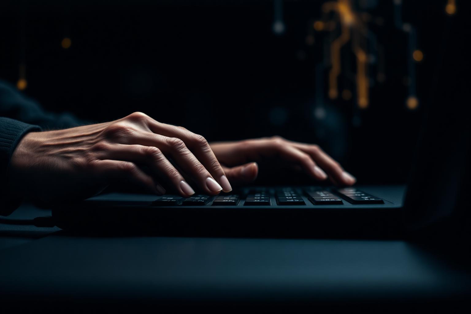 Hands at a keyboard, crafting AI software